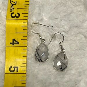 Hand Crafted Sterling Silver and Rutilated Quartz Teardrop Earrings